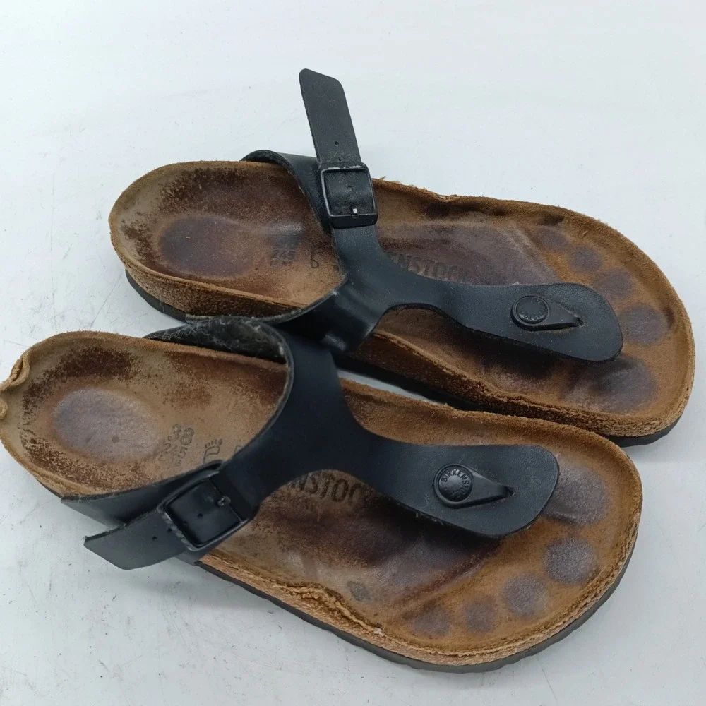 Birkenstock Gizeh Black Thong Sandals Women 38 L7 M5 Comfort Cork Shoes BI3